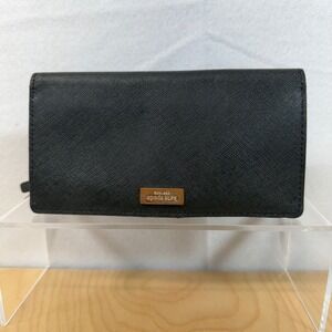 Kate Spade New York Black Saffiano‎ Leather Wallet Card Holder Gold Hardware